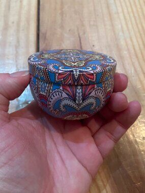 Purple Paisley empty candle votive- like NEW!